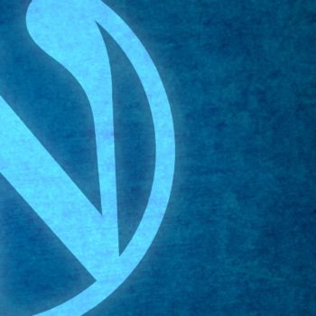 A blue wordpress logo on a **blue background**.