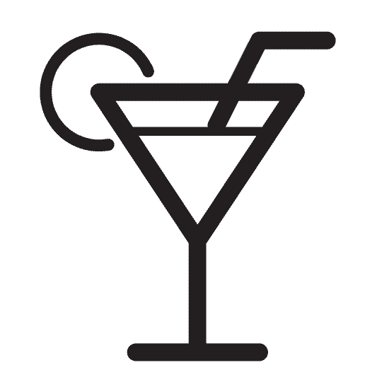 A martini glass icon on a black background with PPC Management Certification.