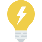 A light bulb with a lightning bolt on it, representing innovative and electrifying ideas for effective PPC management and cost per click advertising.